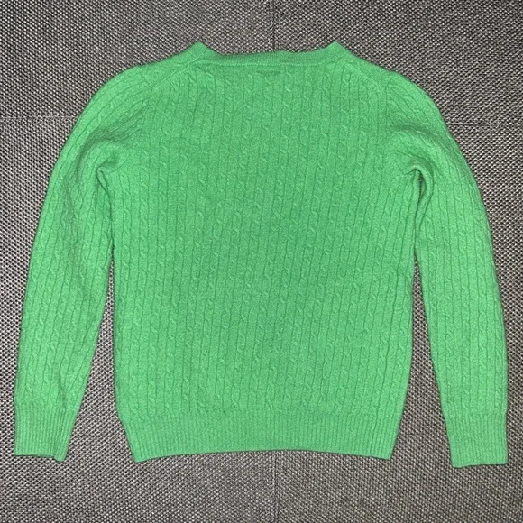 J. Crew Green Cashmere Wool Cable Knit Sweater - Picture 4 of 4